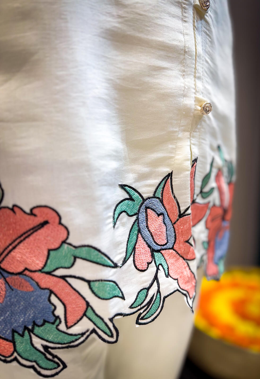 Solid Color Embroidery Work - Off White