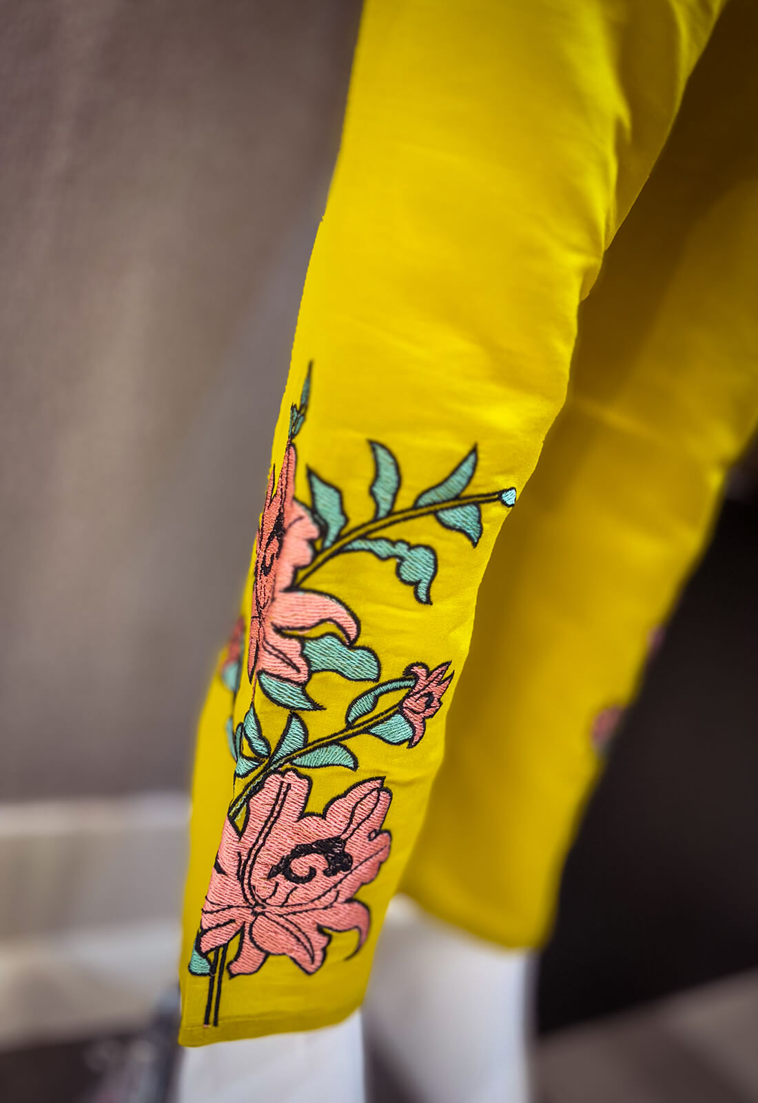 Solid Color Embroidery Work - Yellow